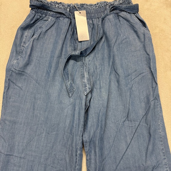 DR2 by Daniel Rainn Jeans Women's Large Blue Denim Wide Paperbag Waist Tie Waist - Picture 3 of 15